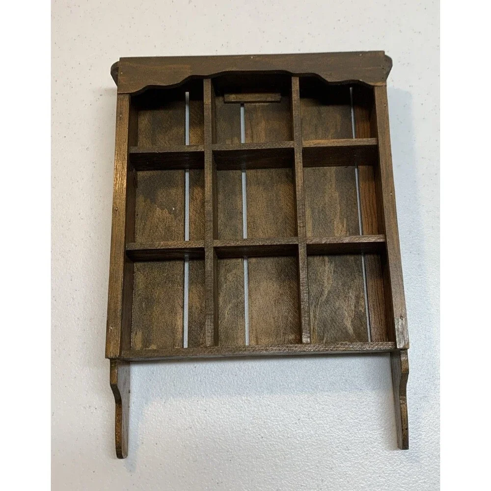 Vintage Country Wood Shadow Box Wall Shelf Curio Knick Knack Miniature Figurines - Picture 2 of 7
